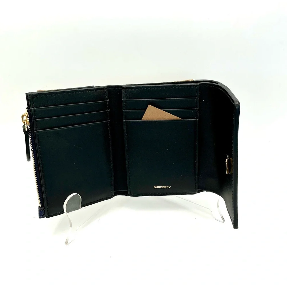 Burberry Navy Lancaster Canvas Trifold Wallet #1115 - Picture 3 of 6
